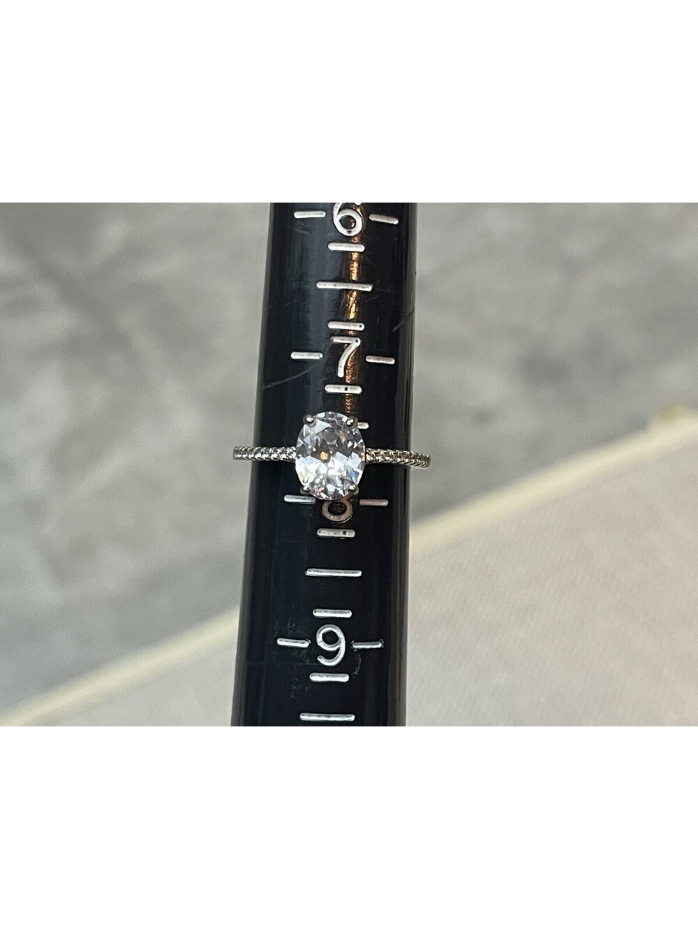 925 CN Signed CZ Ring Size 7.75 Sterling Silver Oval Brilliant Engagement